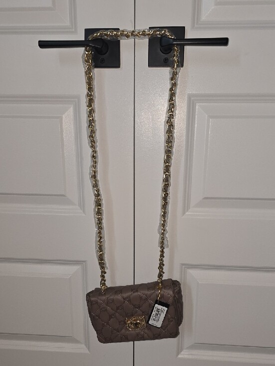bebe Handbags - BeBe taupe quilted crossbody with gold hardware